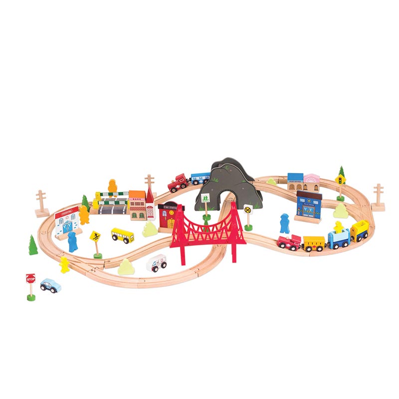 Kids wooden train sales track